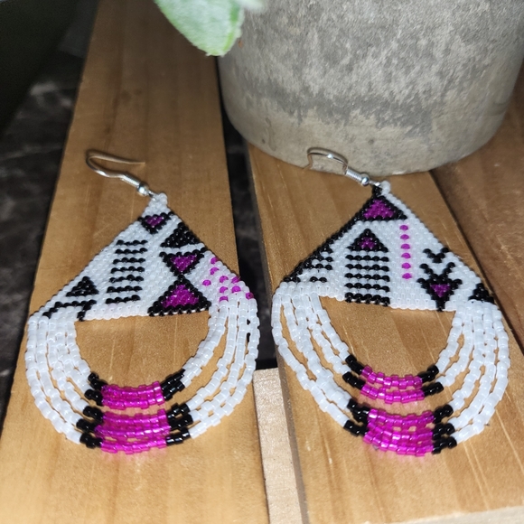Handmade Beaded Looped Fringe Earrings - FELECITY - Picture 5 of 6
